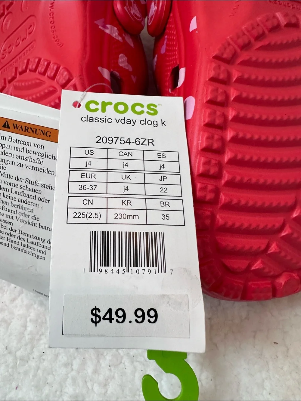 Kids Red Heart Print Crocs